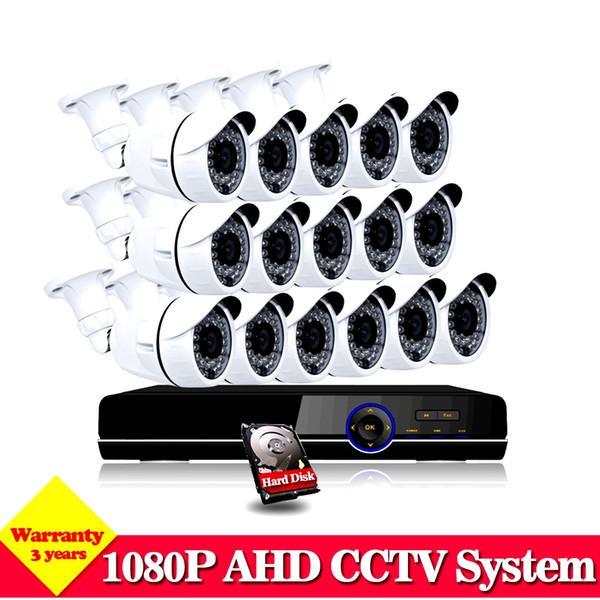 NINI 16CH CCTV System 2MP 1080P HDMI DVR 16PCS Outdoor Home Video Security Cameras Surveillance System With 1TB HDD