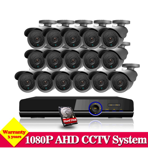 NINI HDMI 1080P CCTV DVR 16CH AHD CCTV System 2.0MP 3000TVL 1080P IR outdoor Security Camera Surveillance System With HDD