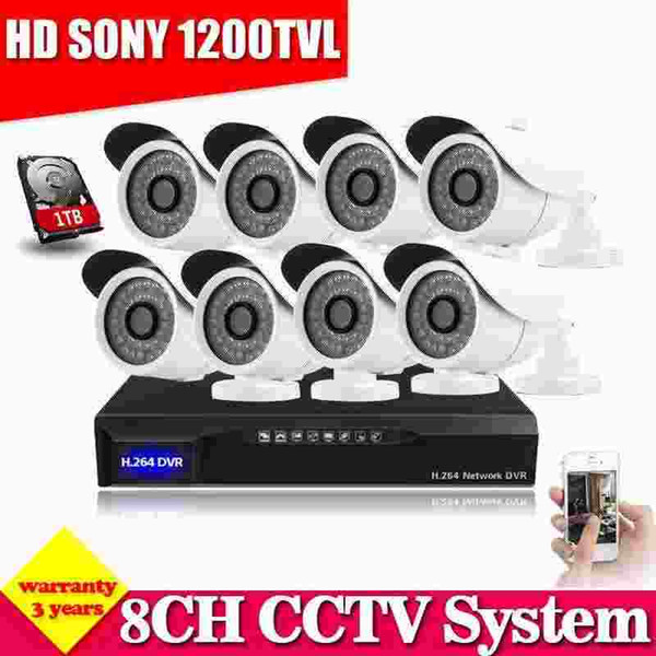 HDMI 8CH CCTV Security Cameras DVR System 8PCS 1200TVL Sony CCD with IR-cut indoor outdoor cameras 8ch Kit for DIY CCTV Systems