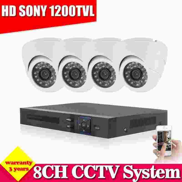 1200TVL 8CH SONY CCTV System 8CH 960H DVR Kit 4pcs 1200TVL SONY CCD Camera Support Mobile & Network View P2P Cloud easy visit