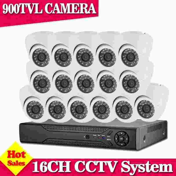 Home Surveillance 16CH AHD 960H HDMI DVR indoor Dome 900TVL Night Vision Home CCTV Security Cameras System kits With HDD