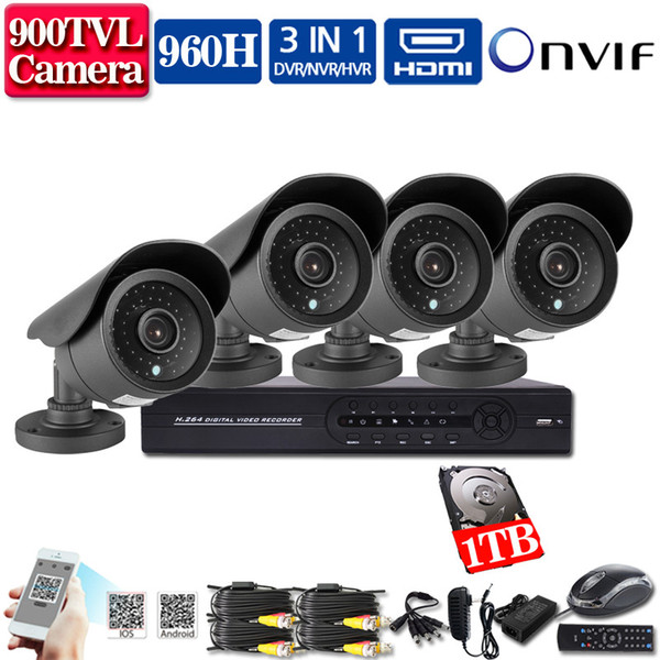 4CH CCTV System 960H HDMI DVR NVR HD 900TVL IR waterproof Outdoor CCTV Camera Home Security System Surveillance Kit 4 channel