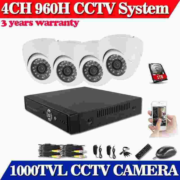 1000TVL Realtime 960H 4CH H.264 DVR 4x 1/3