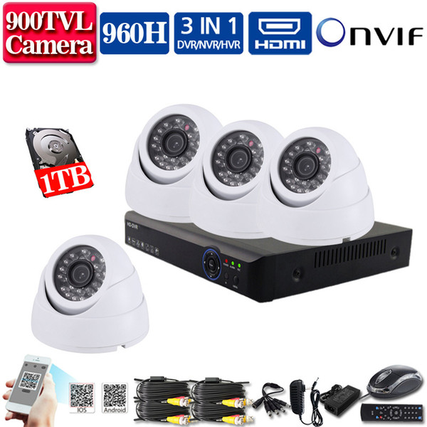 HDMI 1080P H.264 Network DVR CCTV System 4CH CCTV DVR Kit 4PCS 900TVL IR Cut Dome Cameras Security Camera System