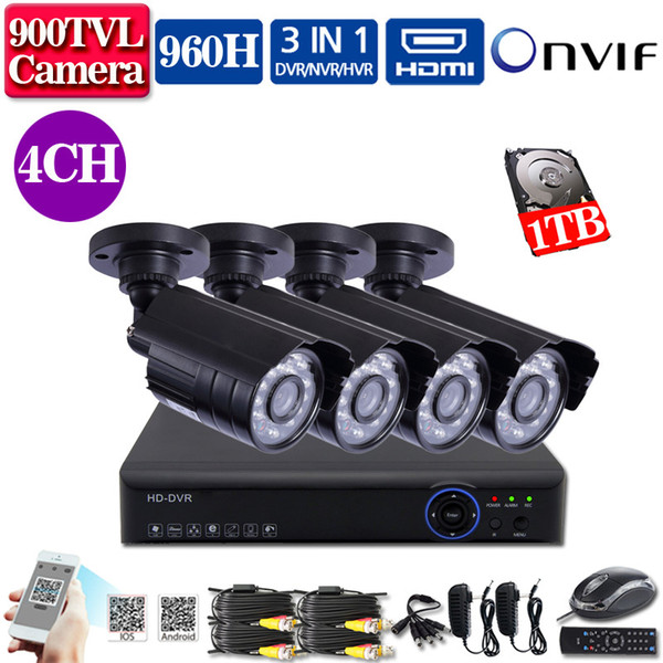 4CH CCTV System 960H DVR 4PCS 900TVL IR Weatherproof Outdoor CCTV Camera Home Security System Surveillance Kits