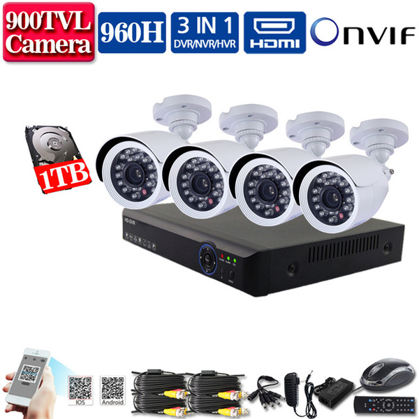 super HD 900TVL video surveillance CCTV system 4CH 1080P FULL 900TVL wifi 3G DVR kit 4*900TVL Outdoor security camera system hdd