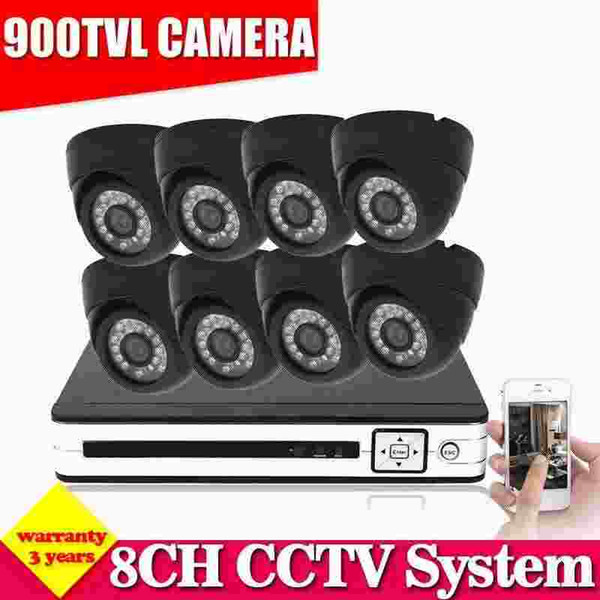 900TVL Surveillance CCTV System 8CH DVR P2P Cloud with 960H 8 Camera Security System IR Cut Filter 8CH DVR Kit