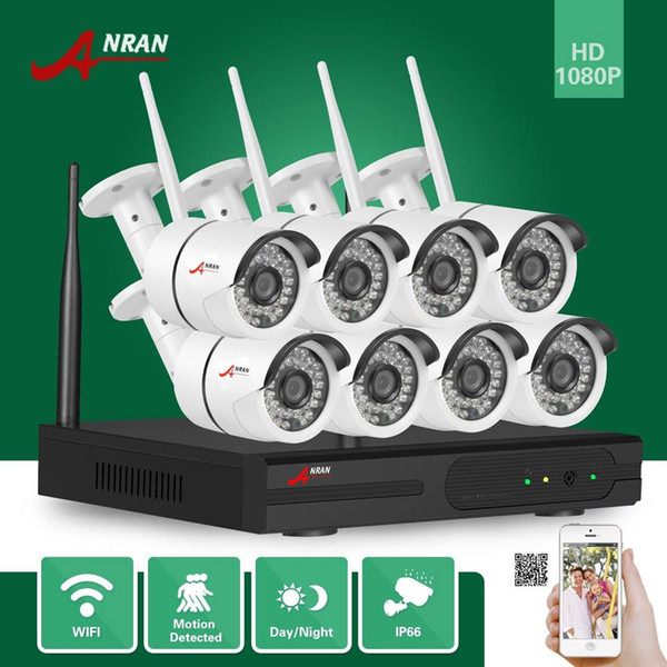 ANRAN Surveillance CCTV P2P HD 8CH WIFI NVR Day Night Video Outdoor Waterproof 36 IR 1080P Wireless IP Camera Security System