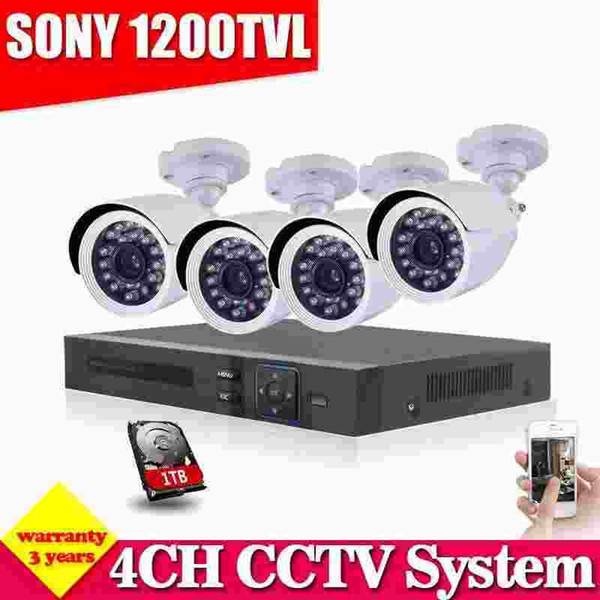 4CH CCTV System 960H DVR 4PCS Sony 1200TVL IR Weatherproof Outdoor CCTV Camera Home Security System Surveillance Kits 1TB HDD