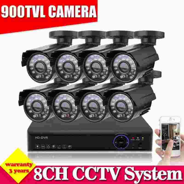 HD 900TVL video Surveillance CCTV System 8CH CCTV 960H DVR NVR with IR cut outdoor IP66 cameras Security kit 8 channel no HDD