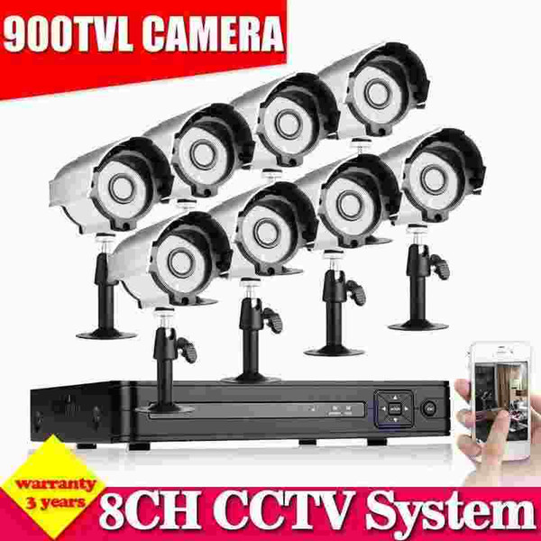 8CH HDMI DVR 8PCS 800TVL IR Outdoor Weatherproof CCTV Camera set 24 LEDs Security Camera System Surveillance Kits no HDD