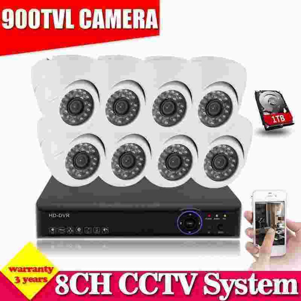 HD 8ch Full 960h cctv video surveillance camera security system with 8pcs 900tvl outdoor camera dvr nvr kit hdmi 1080p 8 channel