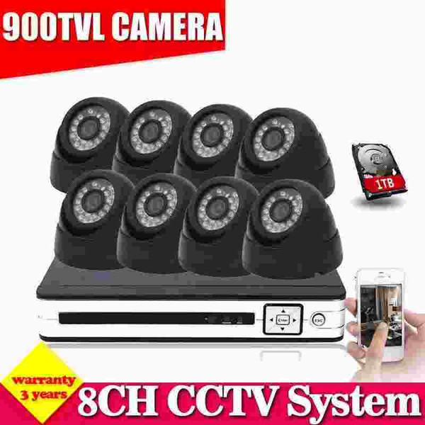 8 channel CCTV DVR NVR HVR kit 8pcs 900tvl security indoor dome camera 8ch AHD HDMI 1080P dvr video system hdmi 1080p