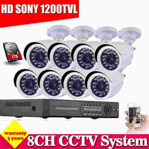 HD 1.0MP 1200TVL Surveillance CCTV System 8CH CCTV DVR 720P 960H CMOS IR Cameras Security System with IR CUT 1TB HDD