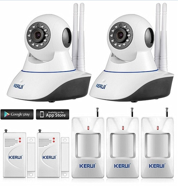 LS111- KERUI Android IOS APP 720P IP Camera WiFi Home Burglar camera Alarm System with PIR Motion Detectors door gap close sensor