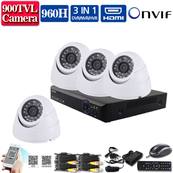 900TVL Surveillance CCTV System 4CH Standalone CCTV DVR with 960H CMOS IR Camers Security System with IR Cut Filter 4CH DVR Kit