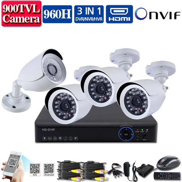 4CH CCTV System 960H HDMI DVR NVR 4pcs 900TVL IR waterproof Outdoor CCTV Camera Home Security System Surveillance Kit 4 channel