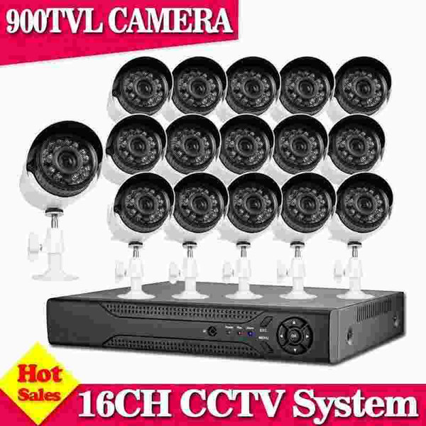 White 16CH AHD 960H HDMI DVR NVR HVR 900TVL In/outdoor CCTV DVR Home Security Cameras System kit video surveillance system 16ch