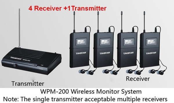 2014 Takstar WPM-200 UHF Wireless Monitor System Stereo In-Ear Wireless Headphones Transmitter 1pcs+Receiver 4pcs Free shipping