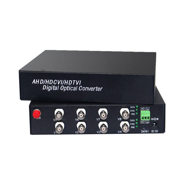 8chs 1080P AHD/CVI/TVI/Analog All in One Video+1ch return RS485 Fiber Optical Transmistter and receiver AHD CVI TVI PTZ camera to fiber