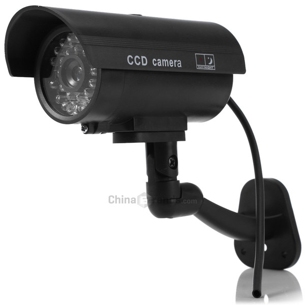 Small Dummy Camera CCTV Sticker Surveillance 90 Degree Rotating with Flashing Red LED Light