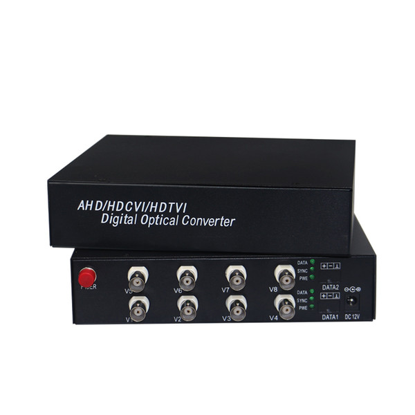 8chs 1080P AHD/CVI/TVI/Analog All in One Video Fiber Optical Transmistter and receiver 1080p 2Mp AHD CVI TVI camera to fiber optic converter