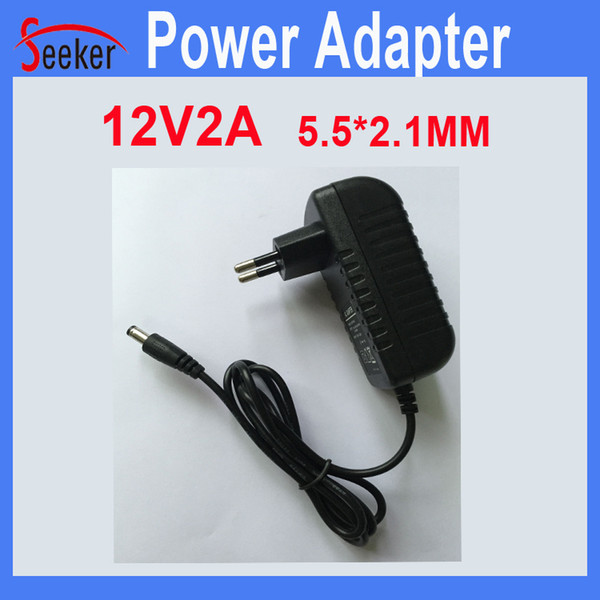 DHL Free Shipping Security Accessories DC 12V2A Power Adapter DC Jack 5.5*2.1MM for CCTV Cameras DVR Recorder EU Plug LED Strip