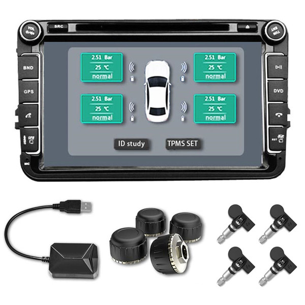 USB intelligent Built-in External Sensors Tire Pressure Monitoring System TPMS Match for All Android Car Navigation Display