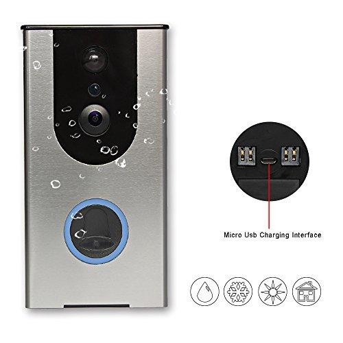 Wi-Fi Enabled Video Doorbell Wireless Door Bell Waterproof Rechargeable 16G Smart Video Doorbell Camera PIR Motion Sensor,Night Vision,Tampe