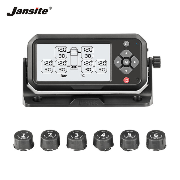 Jansite Truck TPMS Tire Pressure Monitoring System Battery Power PSI Bar unit Display Auto Alarm System Wireless With 6 Sensors