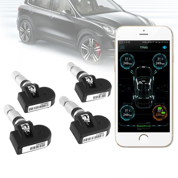 4pcs Smart Car TPMS Bluetooth 4.0 Tyre Tire Pressure Monitoring System APP Display Internal Sensors Support Android IOS