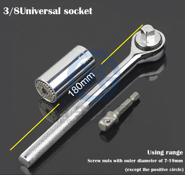 7-19mm universal wrench sleeve magic universal sleeve ratchet wrench multi-function hand drill sleeve tool kit with retail box free shiping