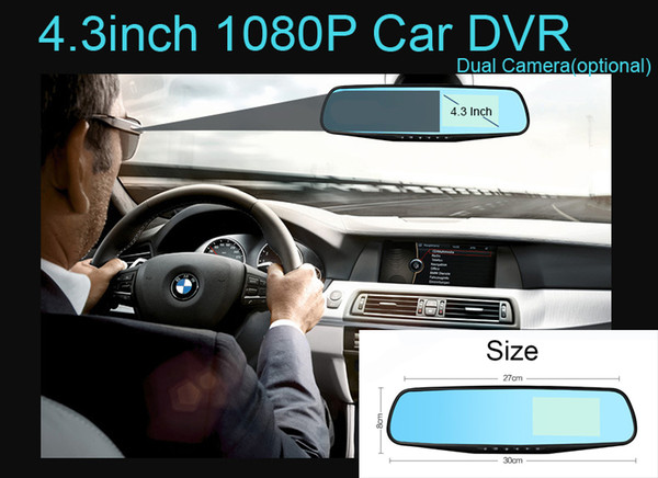 4.3 Inch Full HD 1080P Car Dvr Camera Rear view Mirror Digital Video Recorder Dual Core Chipset Recorder Dash Cam Car DVRs