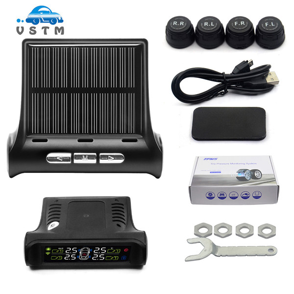 Newly Solar TPMS Car Tire Pressure Alarm Monitor System Display 4 Internal / External Sensor Temperature