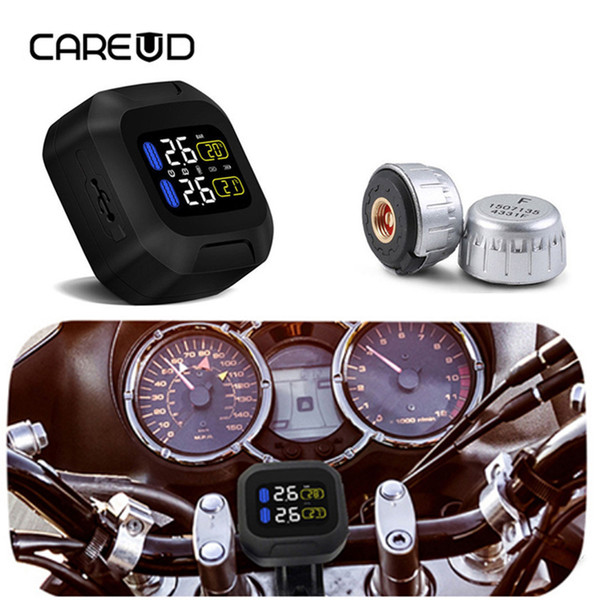 CAREUD M3 Wireless Motorcycle TPMS Tire Pressure Monitoring System Motor Tyre Aotu Alarm 2 External Sensor Moto Tools