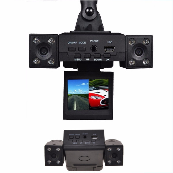 Hot Dual Lens Car DVR H3000 2 Inch TFT 8 LED IR Night Vision Support Russian Car Camera Black Box Car Video Recorder