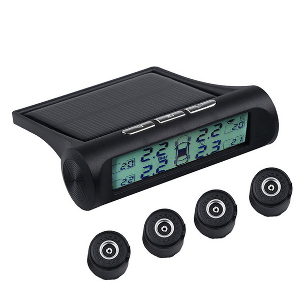 Backlight tire pressure alarm monitor TPMS Car tire Pressure Monitoring System digital Display Solar energy Power +USB Charging