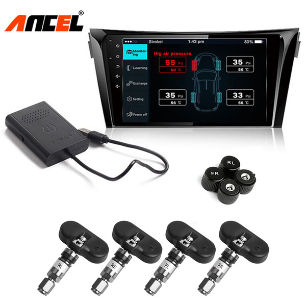 TPMS Tire Pressure Sensor Auto DVD Electronics Tyre Pressure Monitoring Meter For Android DVD Car Tyre Alarm System