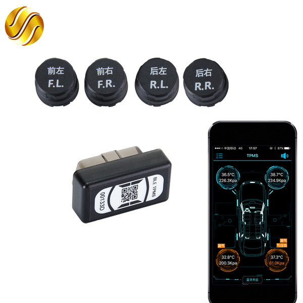 Viecar Car Tire Pressure Alarm System TPMS Monitoring Bluetooth OBD + APP Tyre External Sensor Android IOS