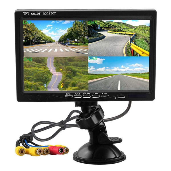 7 Inch HD 4 Split Quad Video Displays TFT LCD Rear View Monitor For Car Backup Camera Kit & Home Surveillance Security System