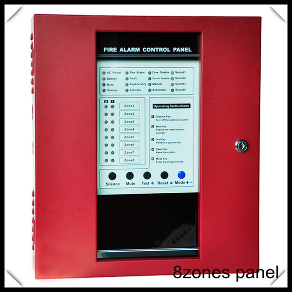 8zones conventional fire alarm control panel 2 sound output