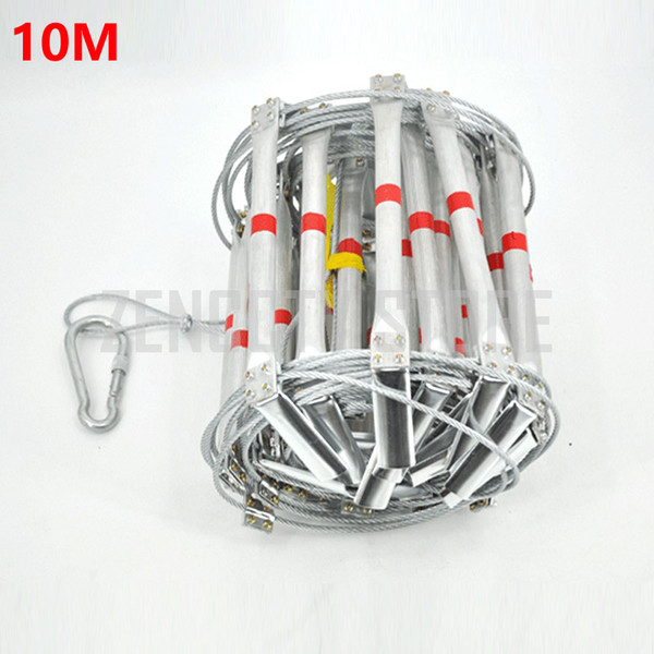 10M Fire Escape Ladder 33FT Folding Steel Wire Rope Ladders Aluminum Alloy Emergency Survival Rescue Safety Antiskid Tools