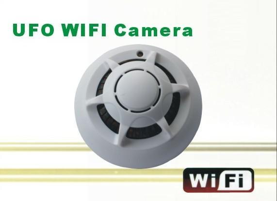 Hot Sale Wireless UFO WIFI Camera STK3350 Wifi Smoke Detector Camera with P2P Function IP Camera for iphone smart phone PC MID