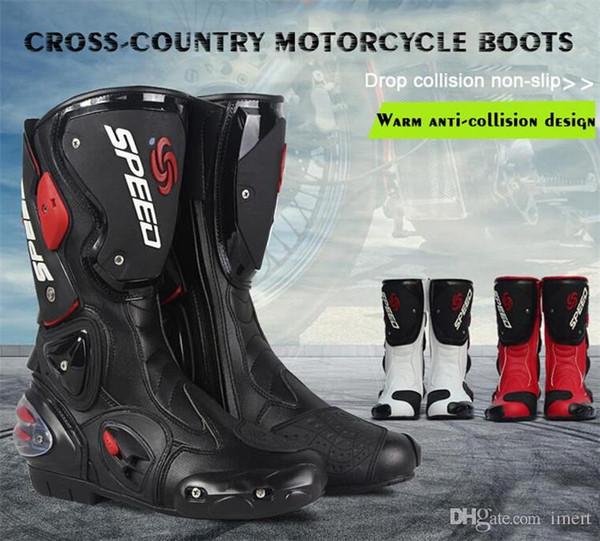 2017 NEW Motorcycle Boots Waterproof Pro-biker Speed Bikers Motor motorcyle Racing Motocross Leather Shoes Motocross Racing Boots & Free DHL