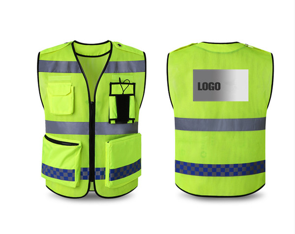 free shipping Reflective vest warning security guard vest buiding traffic group fluorescent jacket custom logo printing