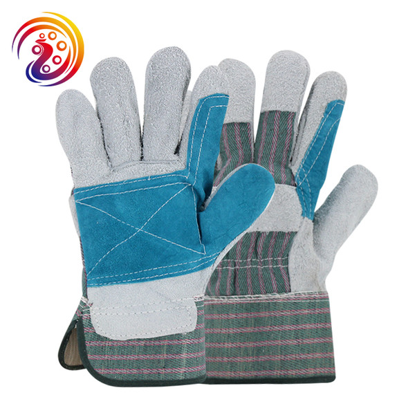 OLSON DEEPAK Cow Split Leather Blue Work Goves Factory Glove HY021