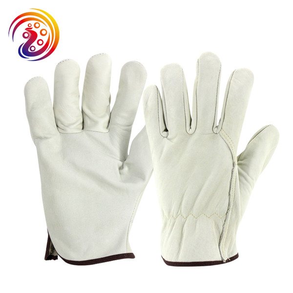 OLSON DEEPAK Cowhide Drivers Work Goves Factory Driving Climbing Gardening Protective Work Glove For Men an Women HY006