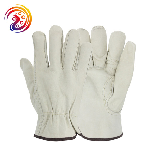 OLSON DEEPAK Cow Leather Work Goves Factory Gardening Protective Work Glove For Men and Women Driver Cowhide gloves HY003