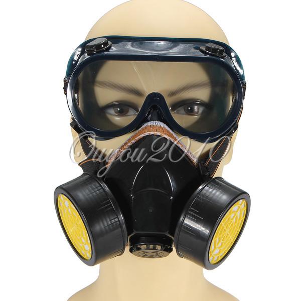 Industrial Double Gas Filter Chemical Anti-Dust Paint Respirator Mask + Glasses Goggles Set Safety Equipment Protection,dandys