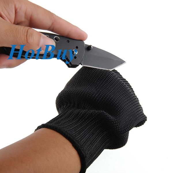 1Pair Black Stainless Steel Wire Safety Works Anti-Slash Cut Resistance Gloves #2560